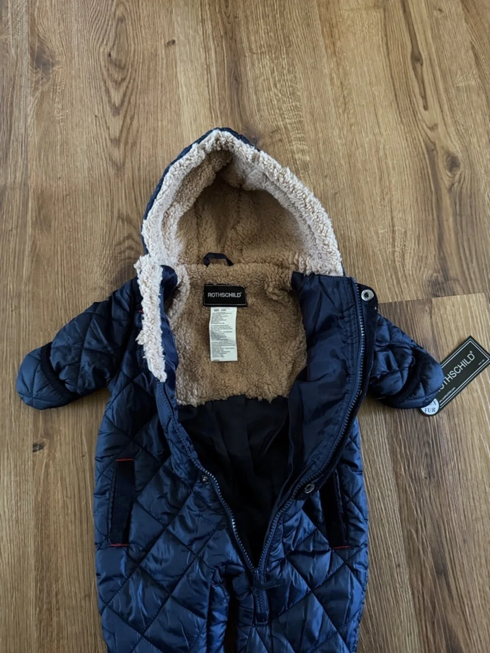 Rothschild Navy Quilted Infant One-Piece Snowsuit Pram 6/9 mos